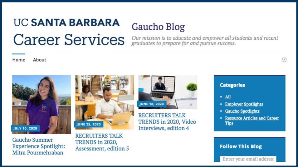 screenshot of gaucho blog