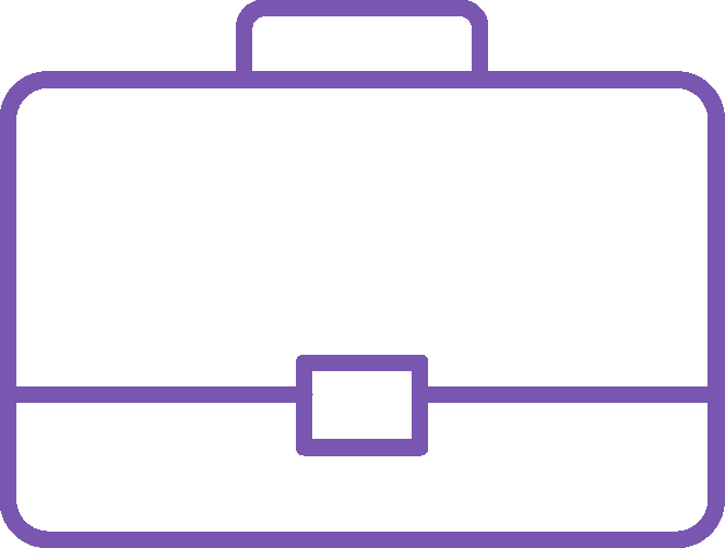 briefcase icon for jobs and internships related to education + human services