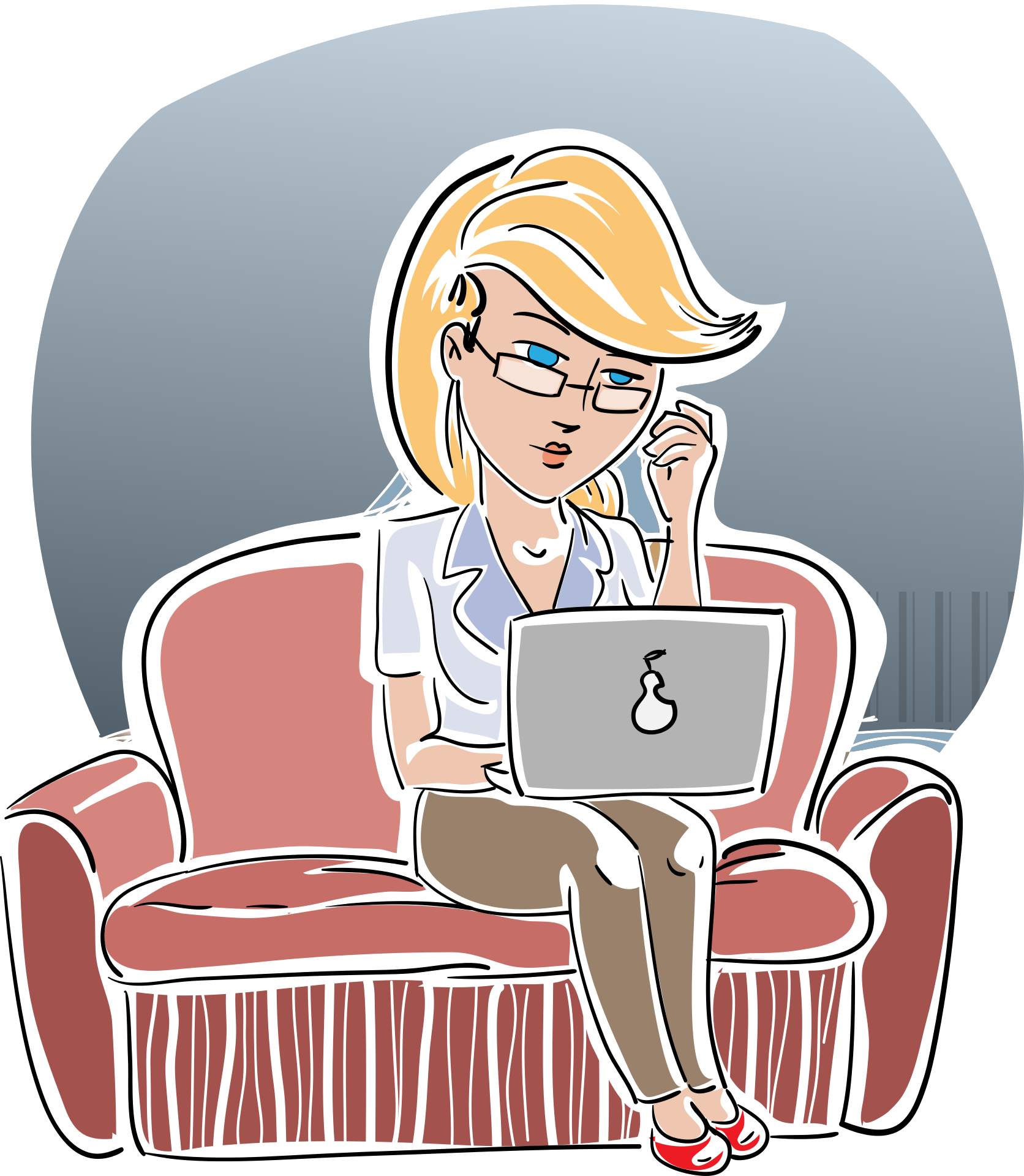 illustration of person being interviewed on laptop