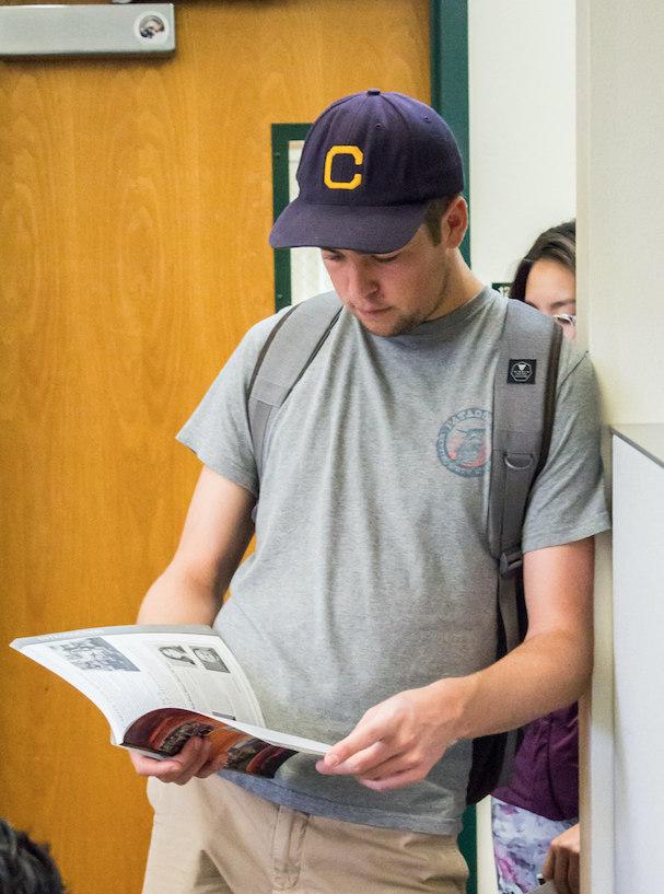  photo of student reading for majors and beyond at UCSB